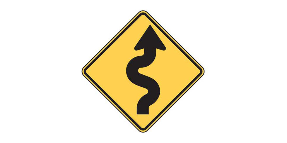 Winding Curvy Road Ahead Basic Yellow Sign Dangling Bracelet Pendant Charm