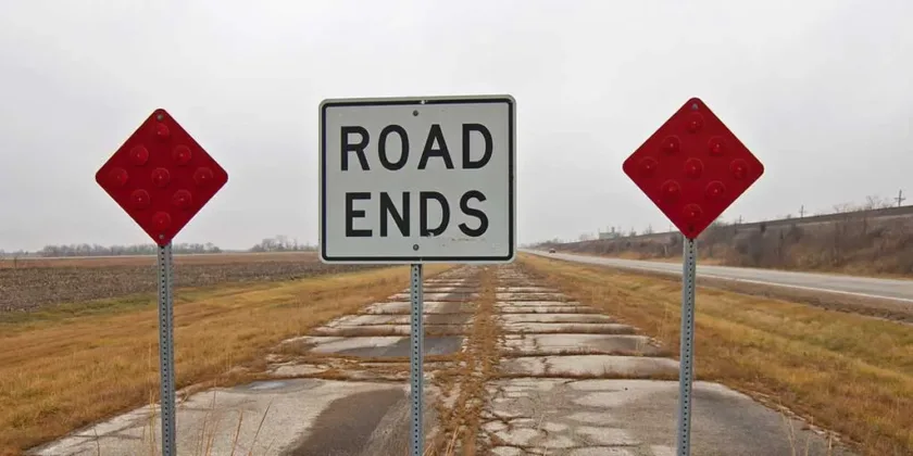 Road ends - end of the road