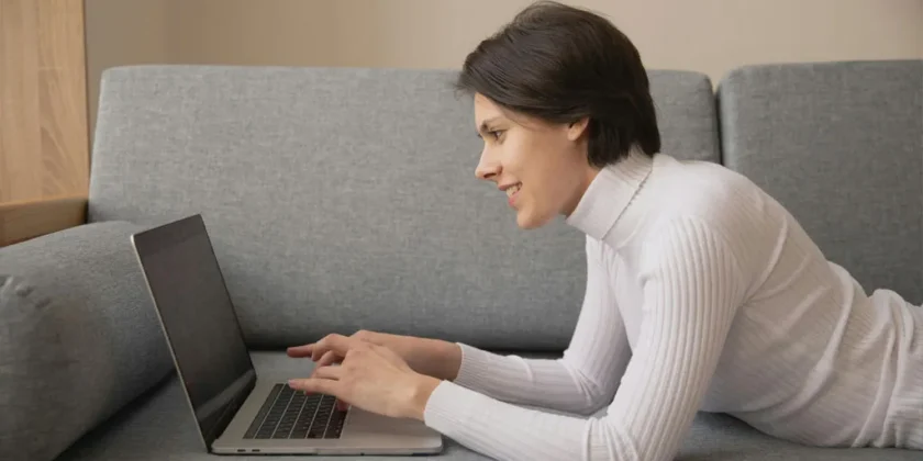 Woman at computer/laptop